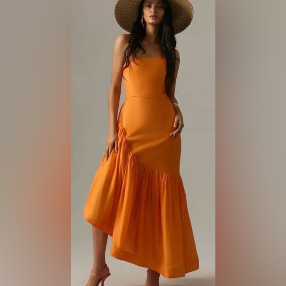 Anthropologie “Let Me Be” Strapless Asymmetrical Dress size Medium